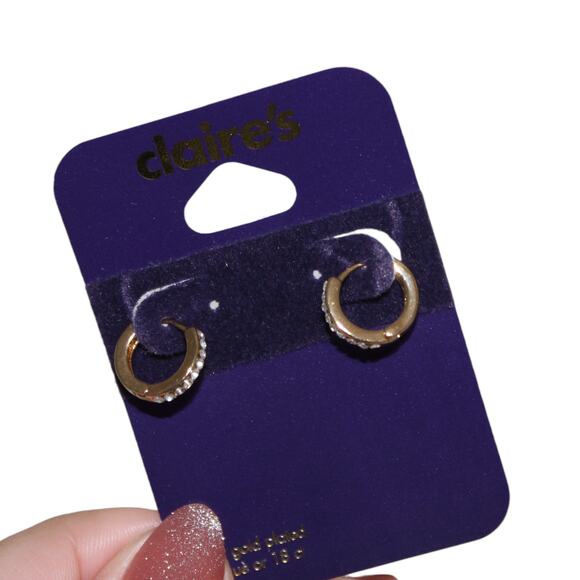 18kt Gold Plated 10MM Embellished Hoop Earrings - Picture 5 of 5